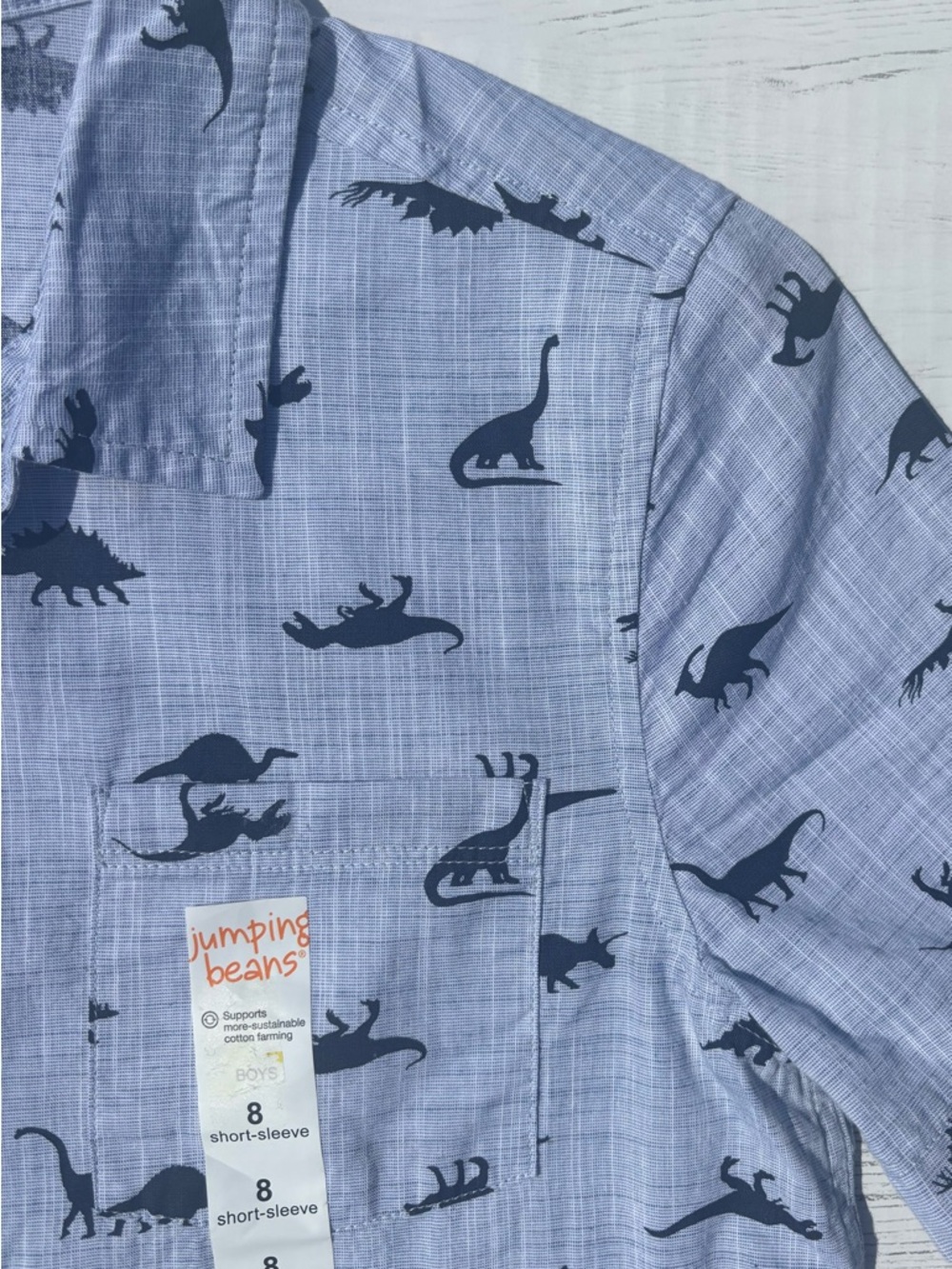 Jumping Beans NWT Boys Dinosaur Shirt Size 8 Blue Dino Print Tee - Picture 4 of 10